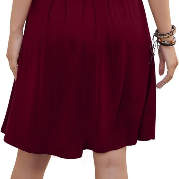 DouBCQ Wine Red 2XL Midi-Dress with Pockets - Picture 5 of 6